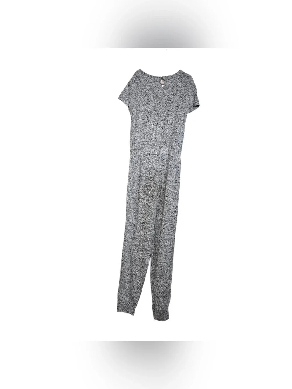Justice Gray Pink Sequins Star Jumpsuit Keyhole Short Sleeves Stretchy Girls 8